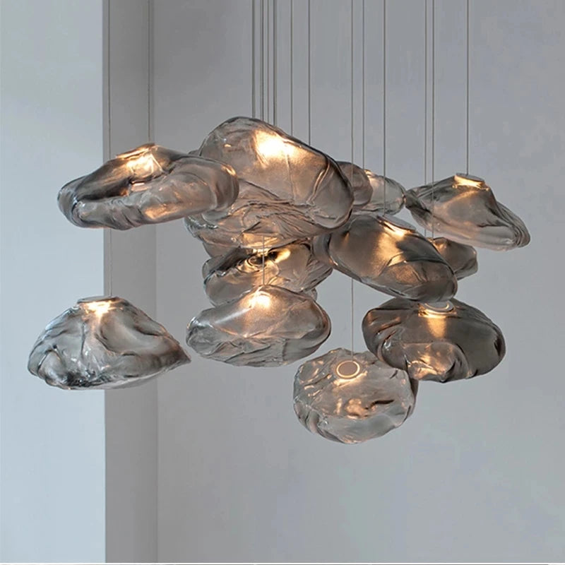 lustre moderne 	 en verre pour restaurant et magasin de vêtements