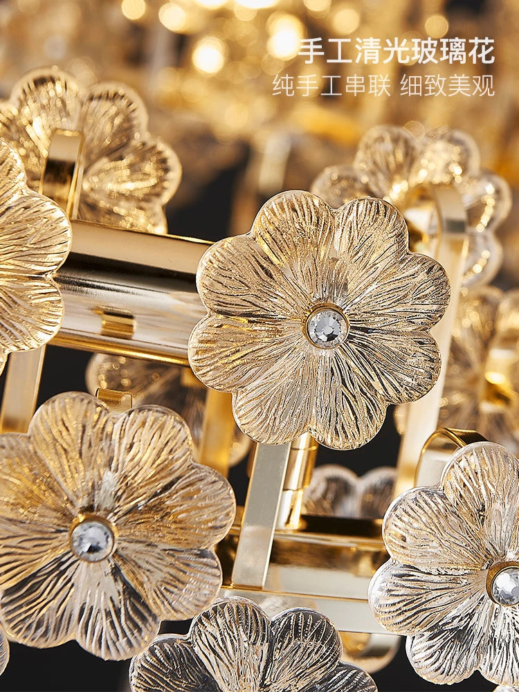 lustre postmoderne nordique de luxe en verre créatif en forme de fleur - vue 5 sur 7