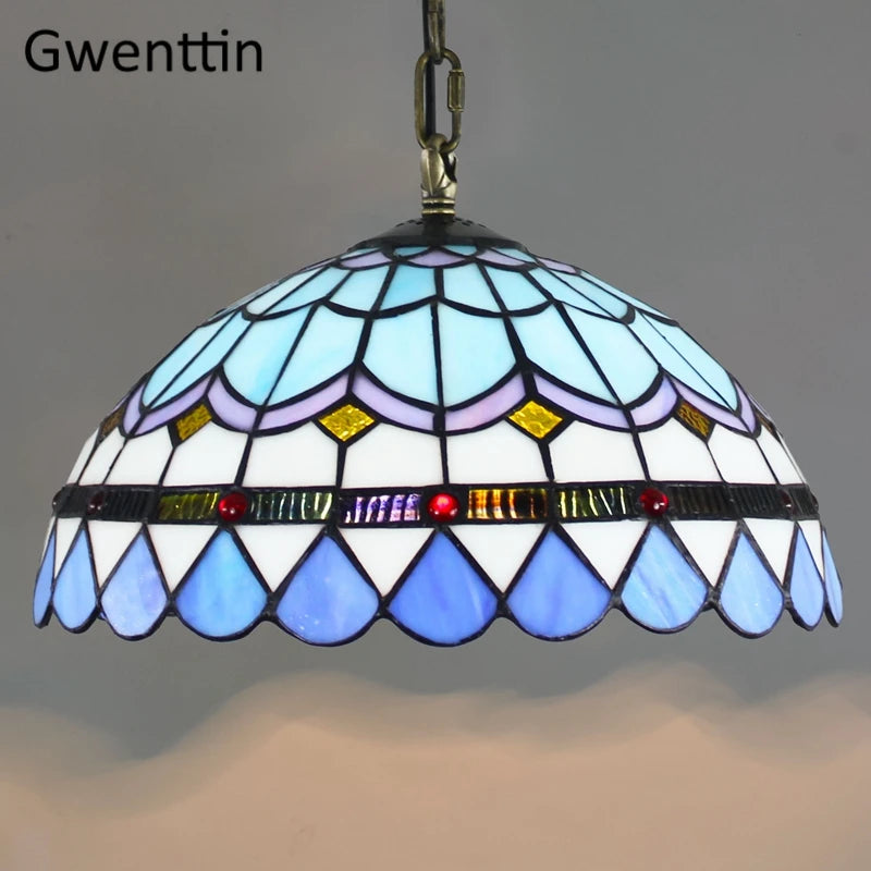 Vintage Tiffany Pendelleuchte aus dekorativem Glas für modernes Interieur - vue 21 sur 28