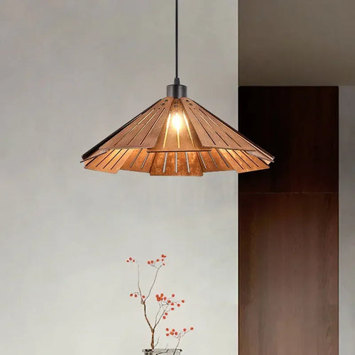 Minimalistischer Kronleuchter aus Walnussholz für modernes Vintage-Interieur - vue 2 sur 14