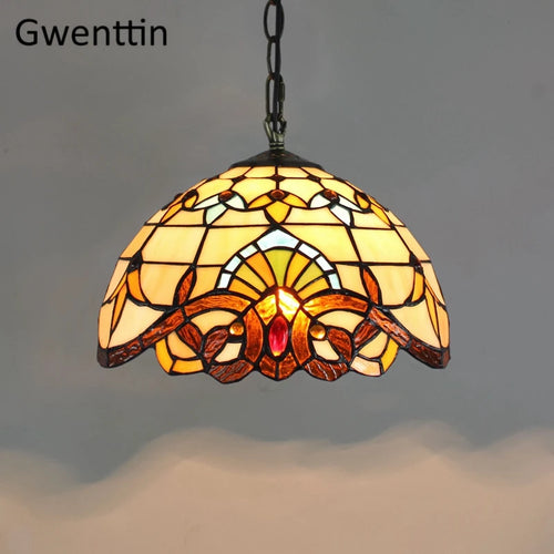 Vintage Tiffany Pendelleuchte aus dekorativem Glas für modernes Interieur - vue 19 sur 28