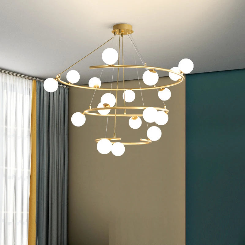 lustre créatif en fer et verre pour décoration élégante - vue 6 sur 16