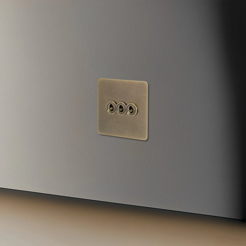 Interrupteur simple 1 voie intermédiaire switch en acier gris vieilli bords arrondis