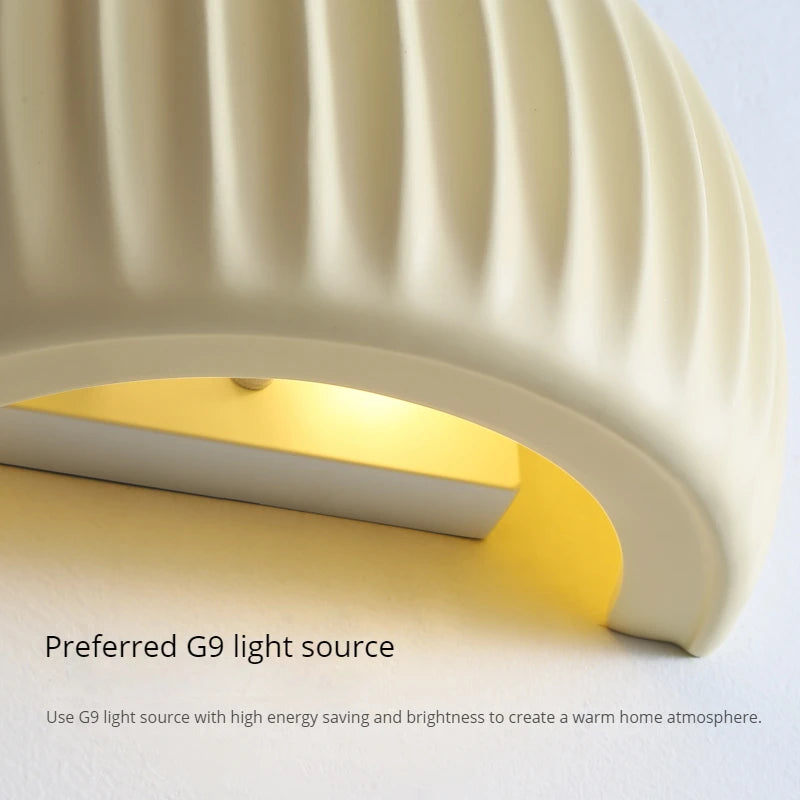 Applique murale led en résine forme vent crème éclairage intérieur - vue 6 sur 13