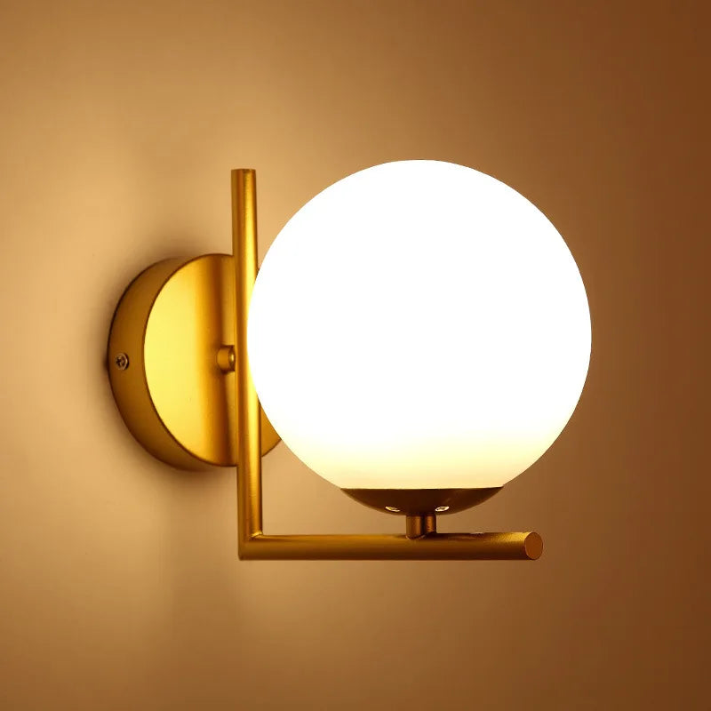 applique murale led moderne en fer avec abat-jour en verre - vue 5 sur 10