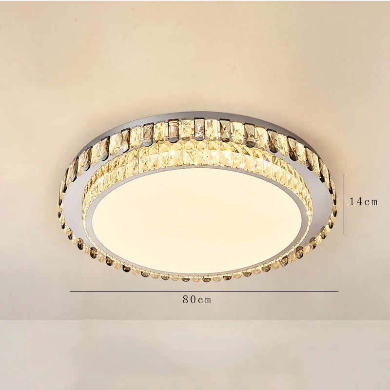 plafonnier led de luxe en cristal rond moderne
