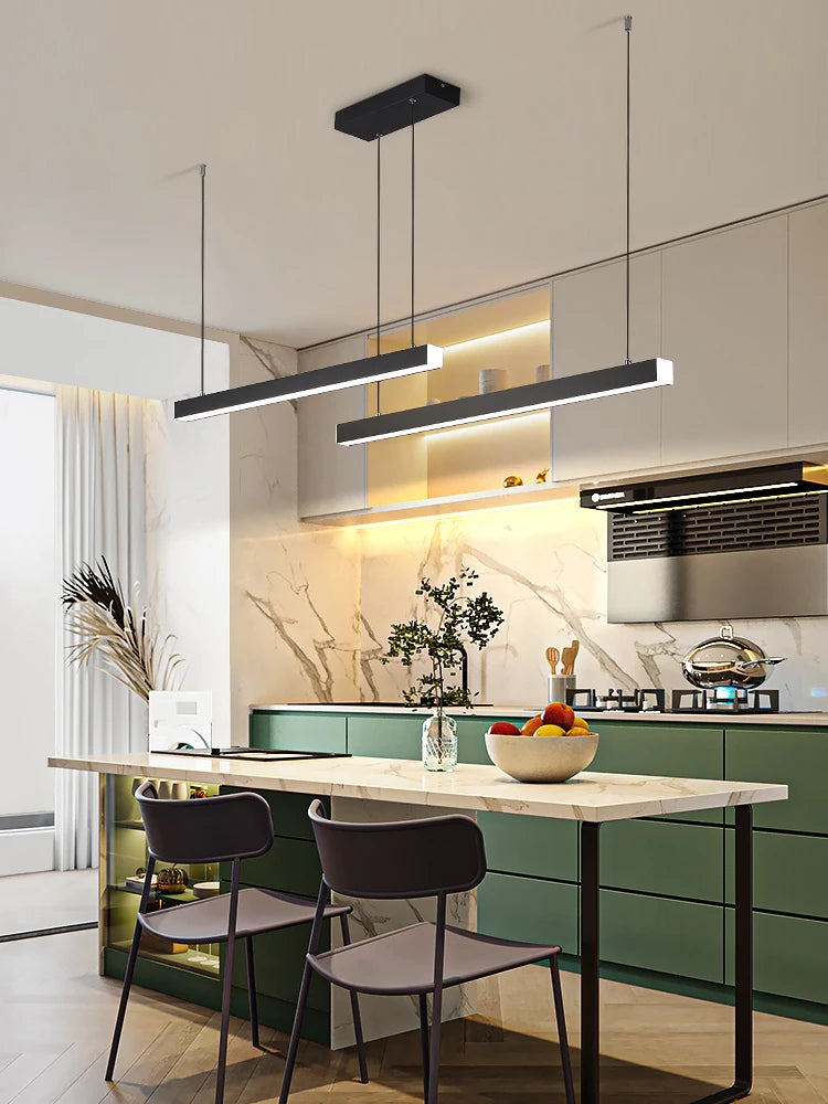 lustre moderne simple avec bande linéaire led pour restaurant - vue 3 sur 16
