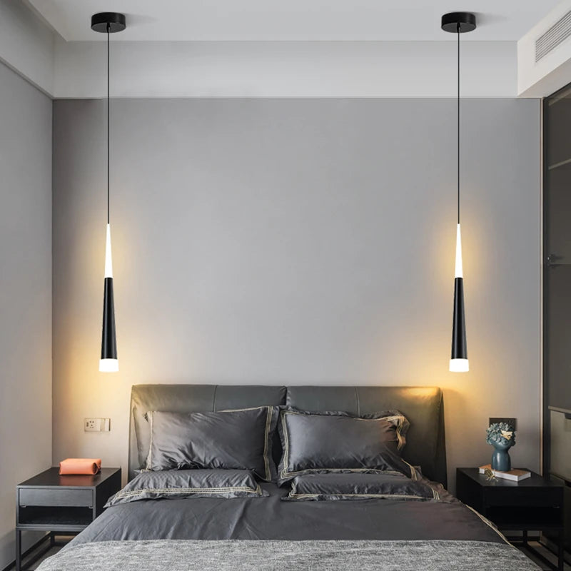 Moderne LED-Pendelleuchte mit langem Tubus für luxuriöse Innendekoration - vue 3 sur 30