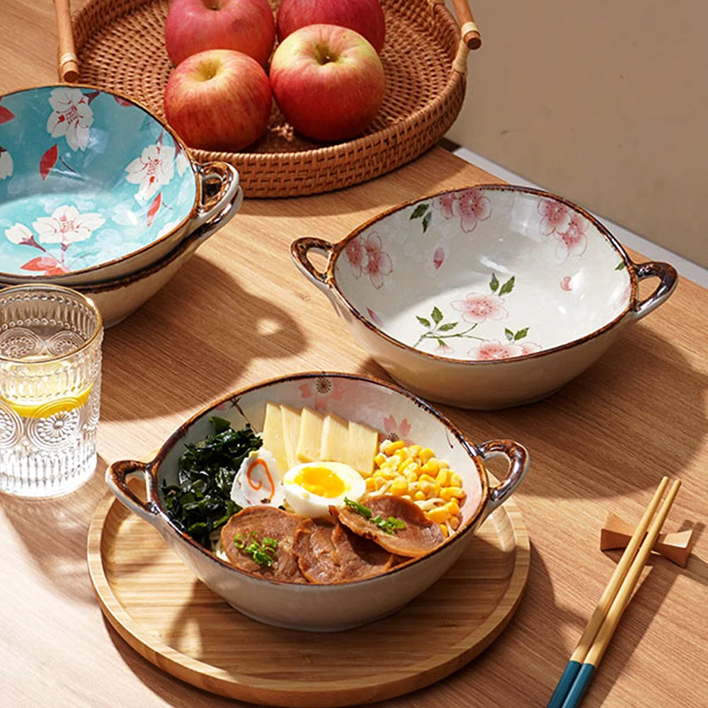 bols à riz japonais en porcelaine motif floral - vue 3 sur 7