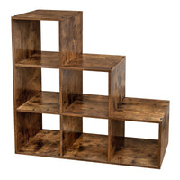 VASAGLE Stair Shelf, Bookcase, Step Shelf, Standing Shelf, with 6 Cubes, Ladder Shelf, Room Divider, Cube Shelf