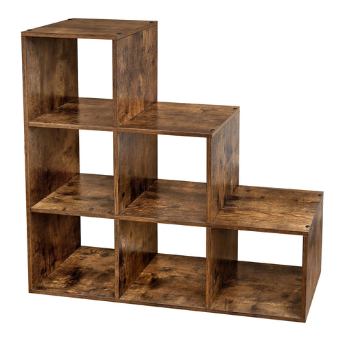 VASAGLE Stair Shelf, Bookcase, Step Shelf, Standing Shelf, with 6 Cubes, Ladder Shelf, Room Divider, Cube Shelf