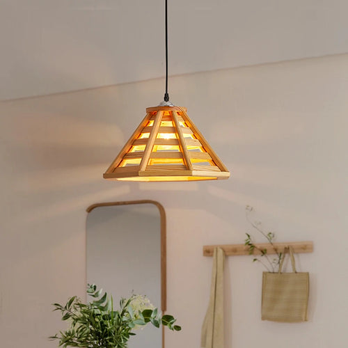 Moderne Pendelleuchte aus Holz mit LED-Beleuchtung für den Innenbereich - vue 3 sur 7