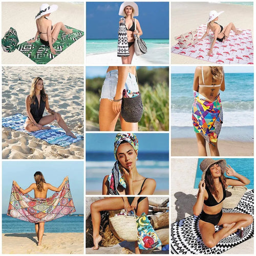 serviette de plage séchage rapide compacte jacquard rayé