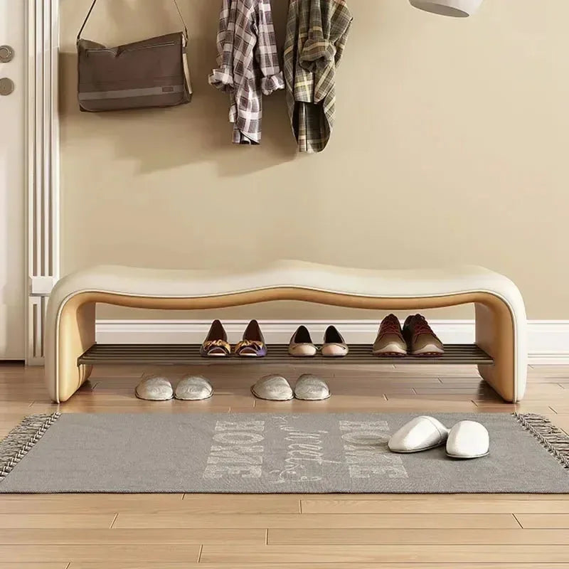 banc de rangement minimaliste pour chaussures avec siège design - vue 5 sur 12