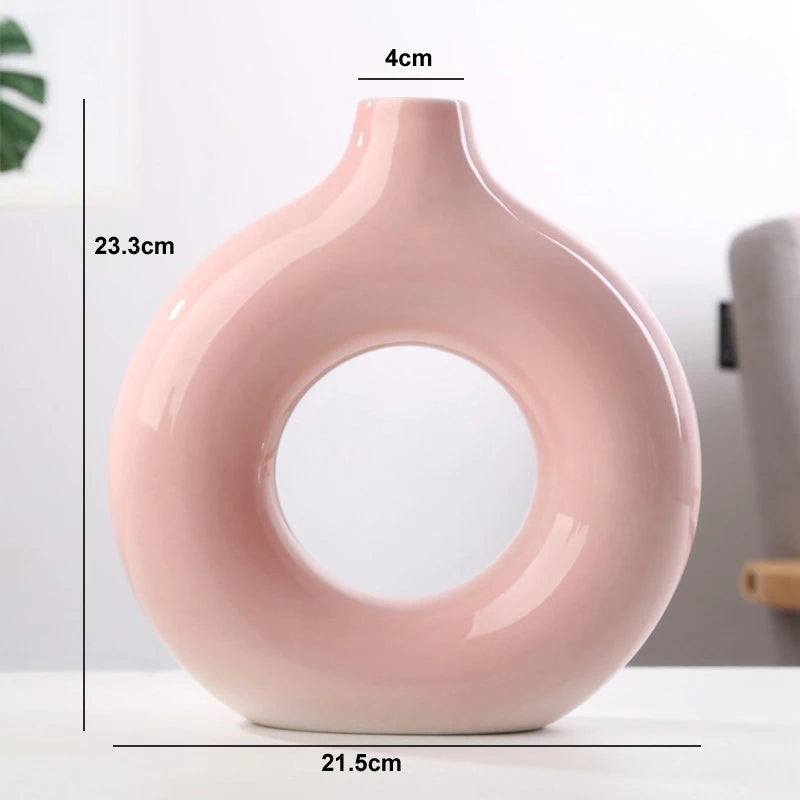 vase circulaire en céramique pour décoration intérieure et fleurs - vue 7 sur 12
