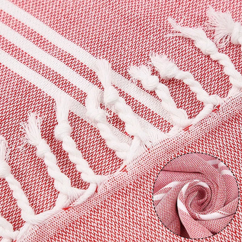 serviette de plage turque coton franges sechage rapide - vue 6 sur 7