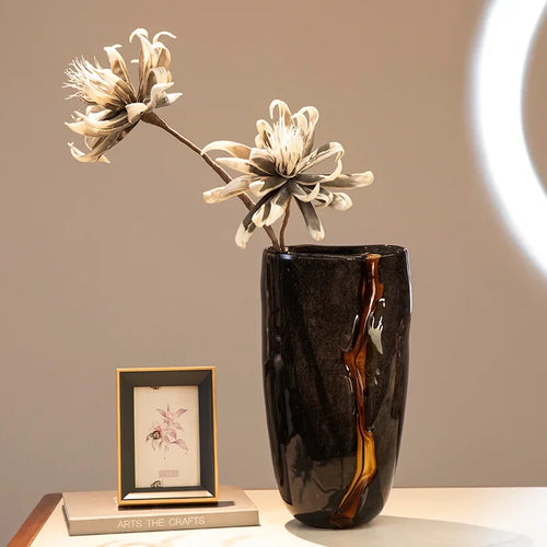 vase en verre craquelé pour arrangement floral décoratif