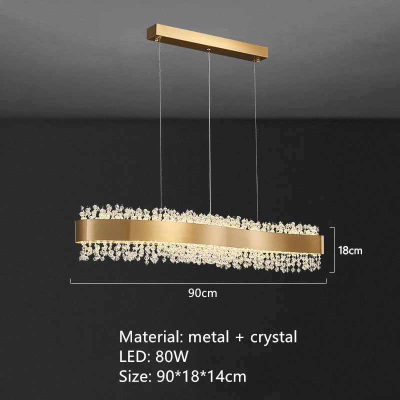 Moderner Kristall-Kronleuchter mit verstellbarem Gold-Metall