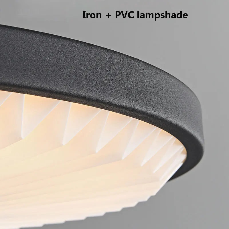 lustre moderne rond à suspension haute qualité plissé led - vue 7 sur 8