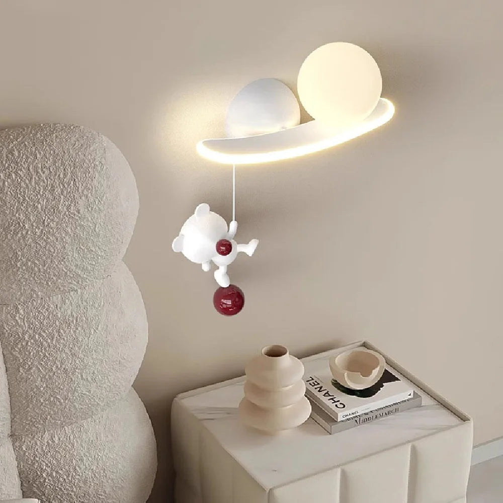 applique murale ours et lune en métal pour décoration intérieure - vue 4 sur 9