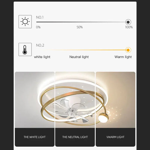 Moderner Kronleuchter mit Beleuchtung und intelligentem Deckenventilator für den Innenbereich - vue 5 sur 10