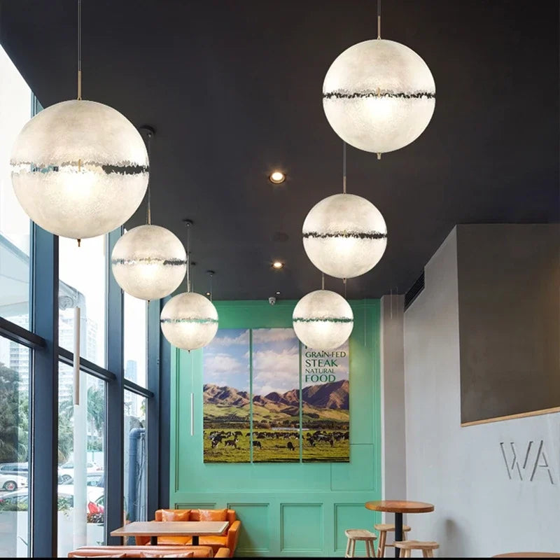 Suspension Italien Designer Lune LED pour Escalier Salon Chevet Bar En Fiber De Verre Décor À La Maison Éclairage - vue 11 sur 13
