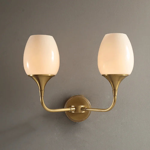 Postmoderne Wandleuchte aus Kupfer mit minimalistischem nordischem LED-Licht - vue 2 sur 8