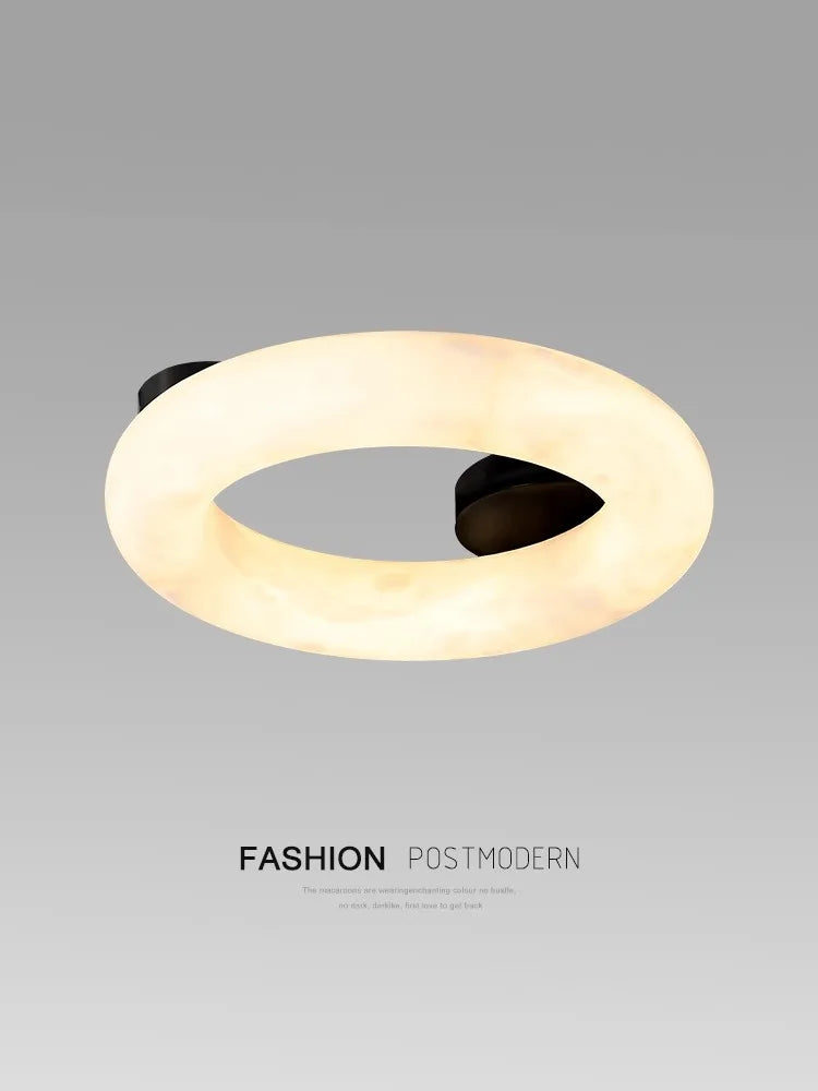lustre moderne en marbre naturel avec petites lampes encastrées - vue 6 sur 9