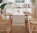 Chemin de table lin brodé style rustique beige 8 mots