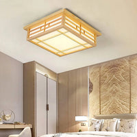 plafonnier led encastré en bois style japonais avec télécommande