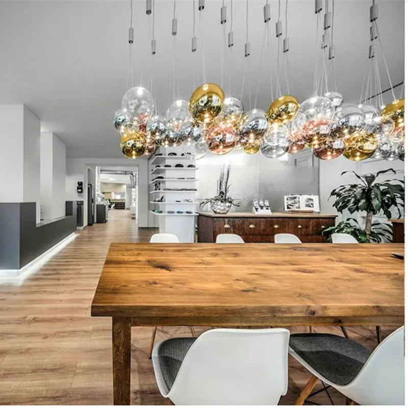 lustre nordique en verre avec suspension led pour décoration intérieure - vue 7 sur 12