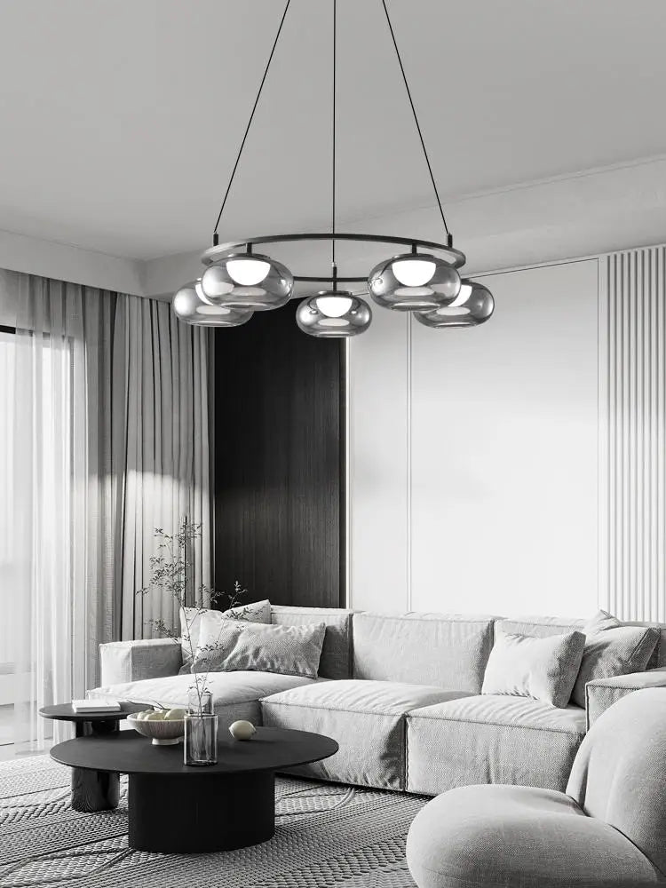 Luxuriöse Pendelleuchte aus Glas für moderne Dekoration - vue 3 sur 9