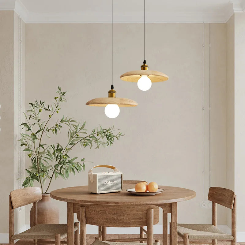 lampe suspendue nordique en bois massif pour intérieur décoratif - vue 2 sur 8