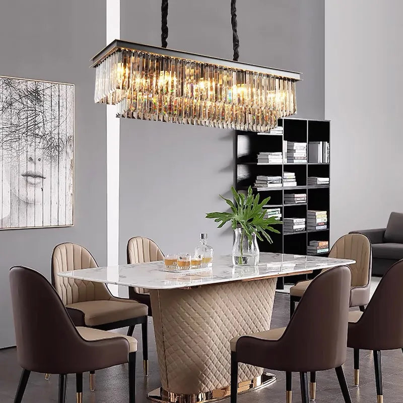 Lustre en cristal LED moderne américain salon salle à manger Villa suspension chambre plafond suspension lampe décor à la maison Lustre - vue 5 sur 21