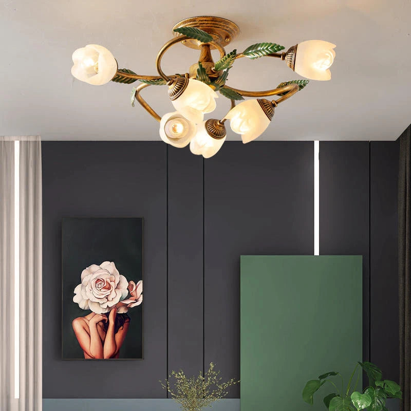 lampe décorative led 6 têtes style rétro américain romantique