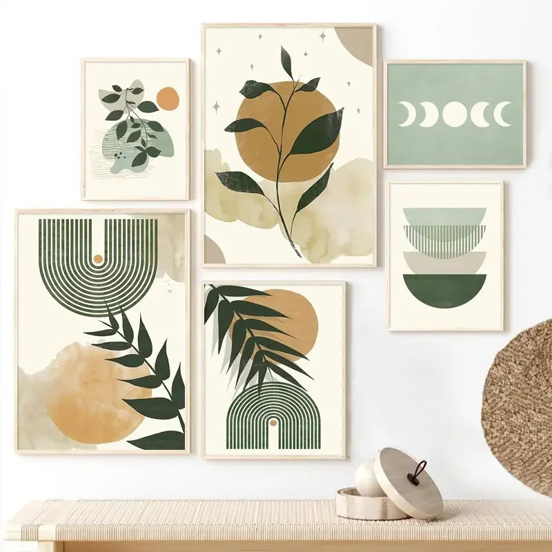 affiches murales boho soleil lune géométriques abstraites pour décoration