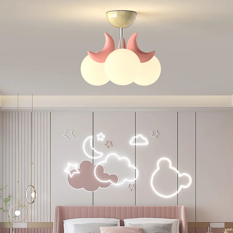 plafonnier en forme de lune pour chambre d'enfant moderne et douce - vue 3 sur 8
