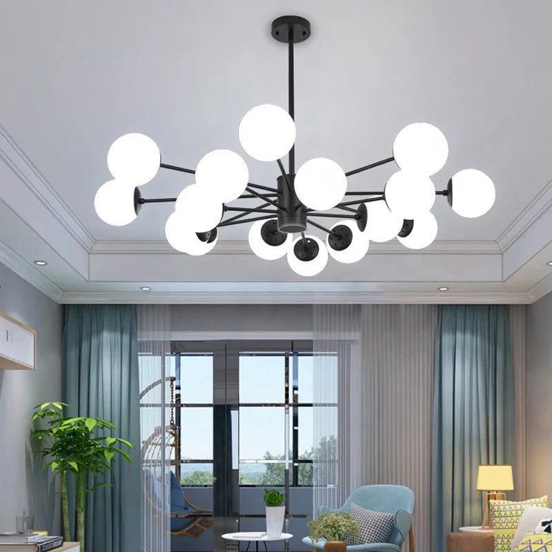 lustre moderne en verre pour intérieur lumineux