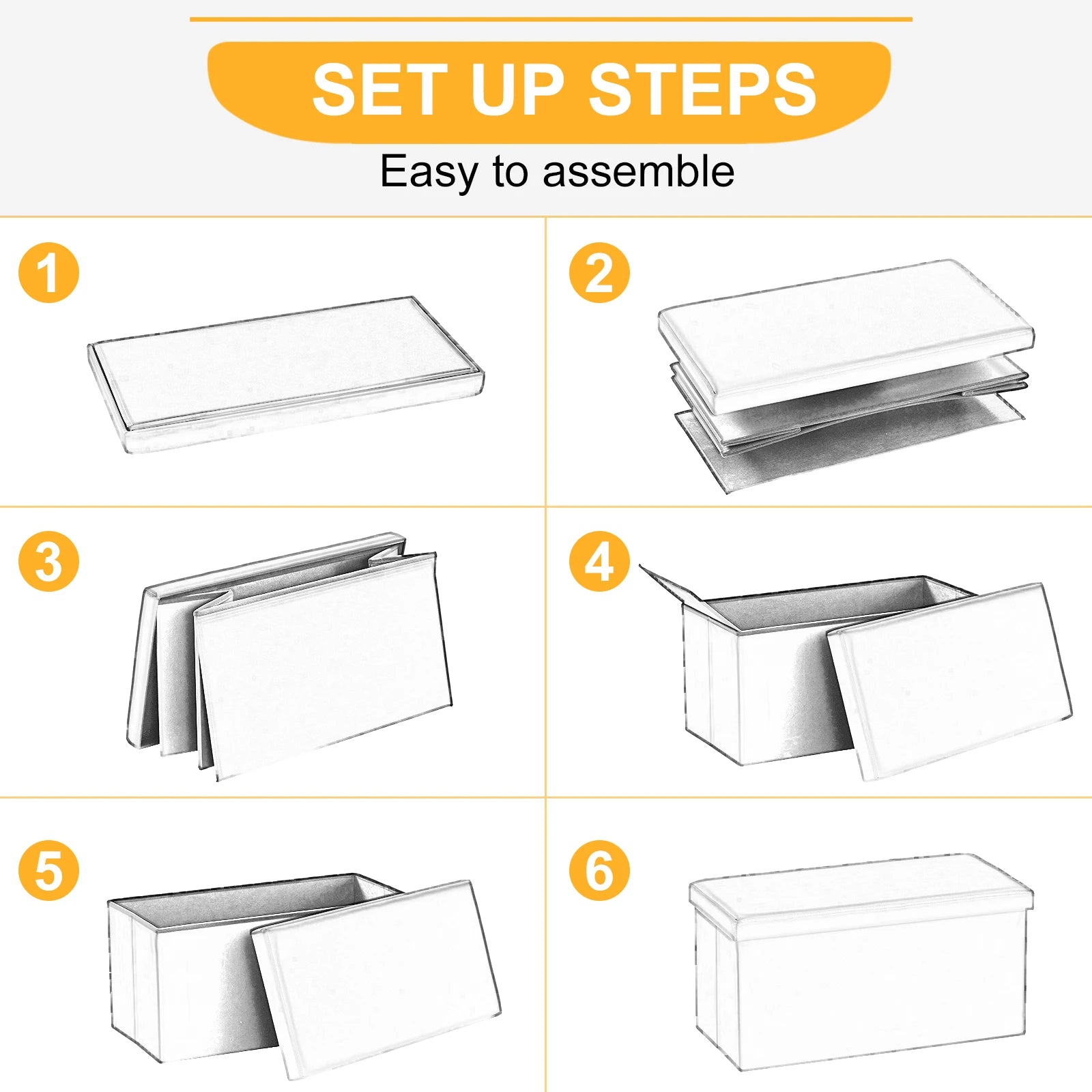 banc de rangement pliable multifonction en similicuir antidérapant - vue 7 sur 6