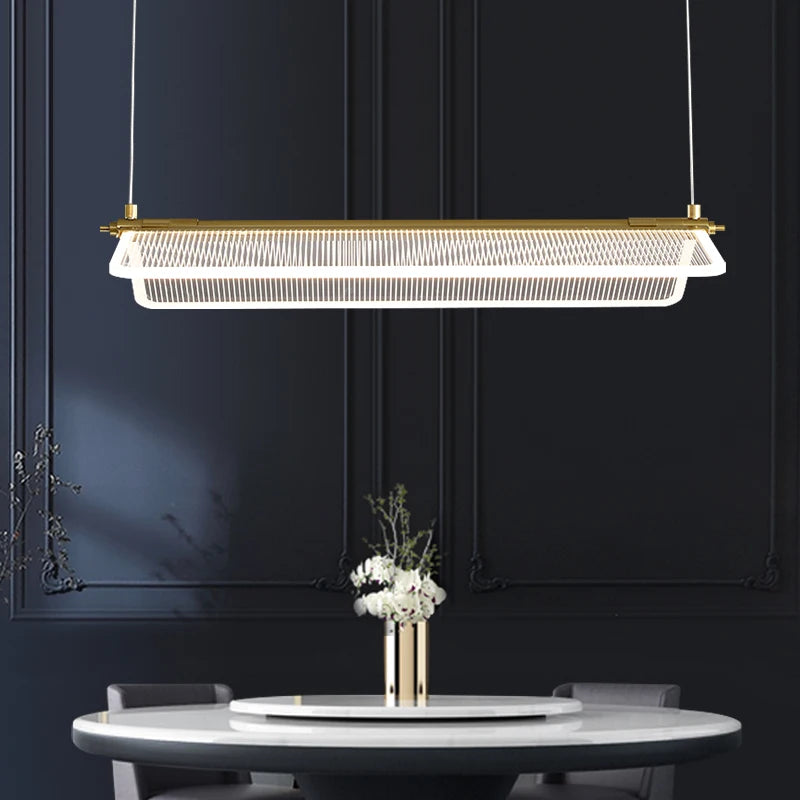 lustre rectangulaire réglable en acrylique pour éclairage créatif - vue 4 sur 12
