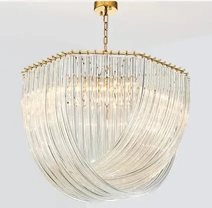 Moderner Kronleuchter aus Metall und Glas mit LED-Beleuchtung - vue 6 sur 7
