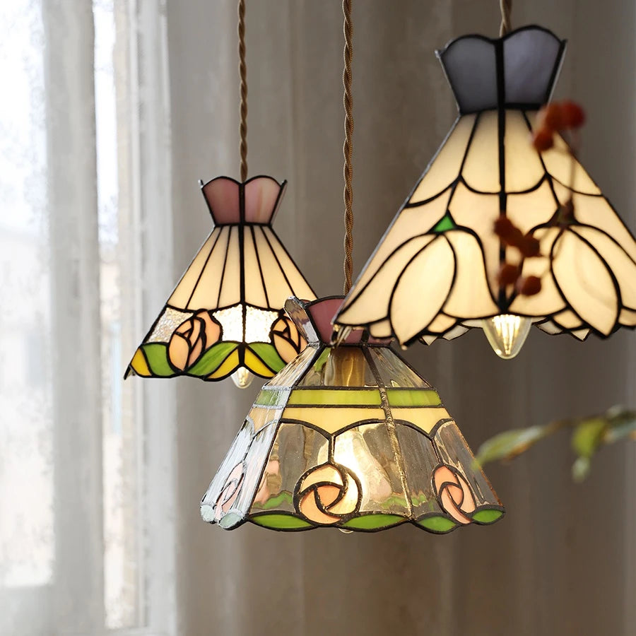 suspension fleur verre cuivre nordique moderne led iwhd europe syle - vue 7 sur 26