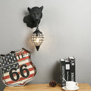Vintage Wandleuchte Leopard aus schwarzer Kunstharz im nordischen Design