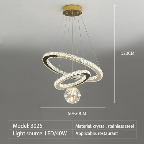 Moderner Kronleuchter aus Kristallglas mit LED-Sternenlicht - vue 12 sur 13