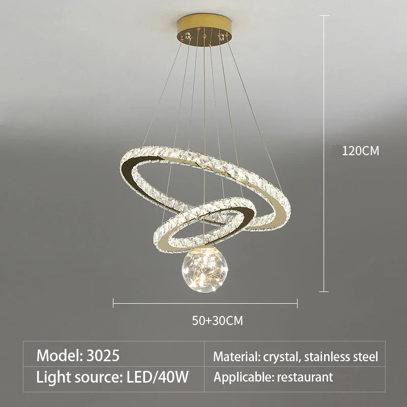 Moderner Kronleuchter aus Kristallglas mit LED-Sternenlicht - vue 11 sur 13