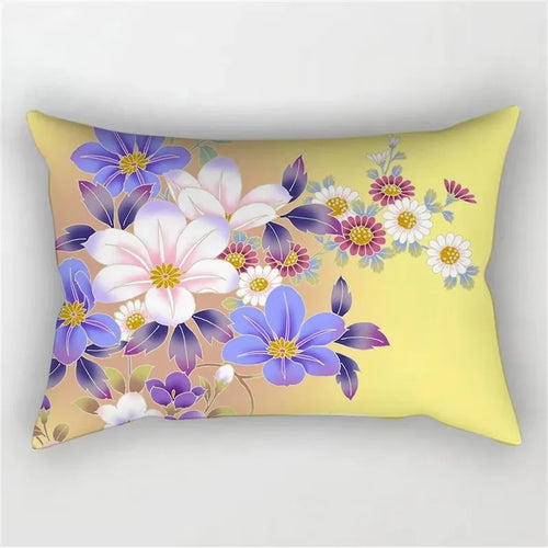 housse de coussin décorative arc-en-ciel fleurs rouges et roses