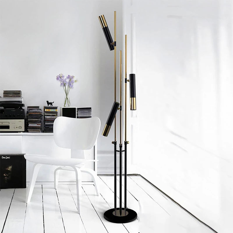 lampadaire minimaliste postmoderne en fer à trois têtes - vue 5 sur 7