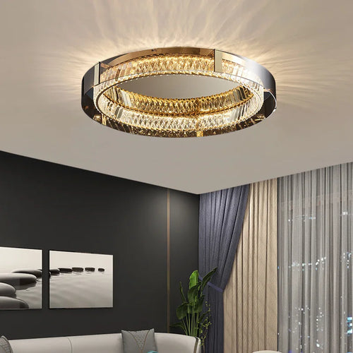 plafonnier rond cristal de luxe led pour décoration intérieure