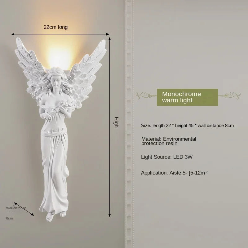 Dekorative LED-Wandleuchte aus Engelharzskulptur