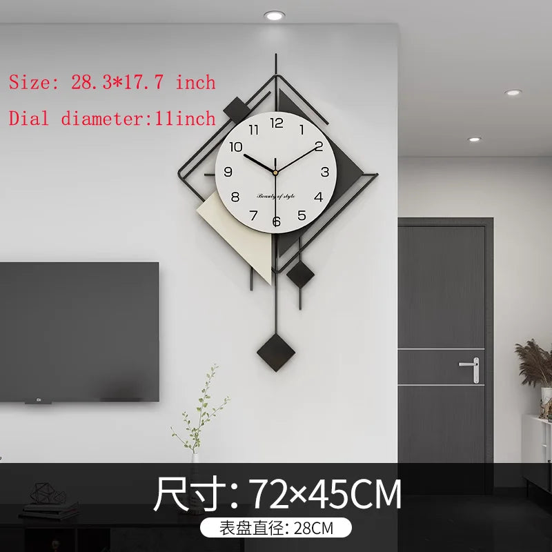 New Design Creative Wall Art Clock, Silent Pendulum Clock, Living Room Wall Decor Clocks, Metal Home Wall Decorations, Large